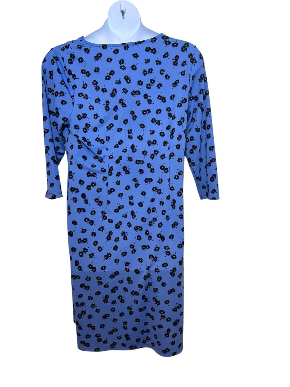 Talbots KNIT JERSEY FAUX WRAP DRESS - blue DAISIES size 1x career work career - Picture 3 of 9